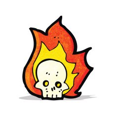 Cartoon Flaming Skull N16