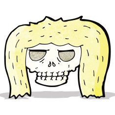 cartoon skull with long hair