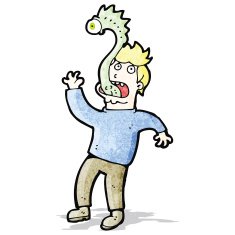 cartoon man with alien parasite N3