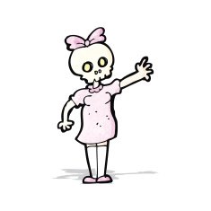 cartoon spooky skull girl