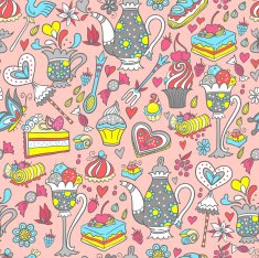Tea party pattern background N3