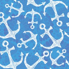 Seamless vector pattern - hand drawn sea anchor