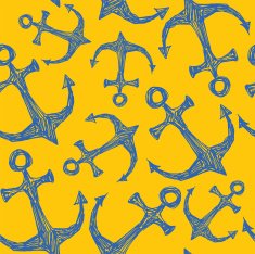 Seamless vector pattern - hand drawn sea anchor N2