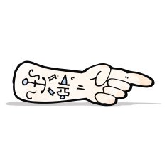 cartoon pointing arm with tattoos