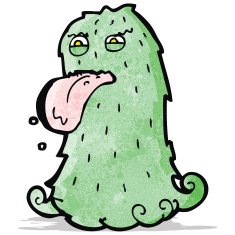 funny green hairy monster cartoon N4