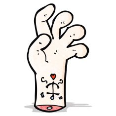 cartoon hand with tattoo