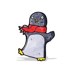 cartoon penguin wearing scarf N4