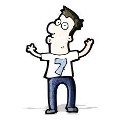 cartoon man in shirt number seven