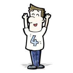 cartoon man in shirt number four