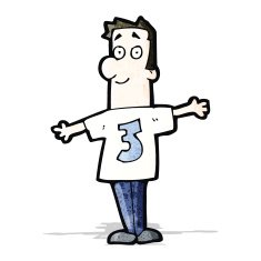cartoon man in shirt number three