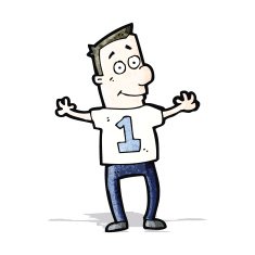 cartoon man in shirt number one