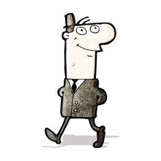 cartoon businessman walking to work