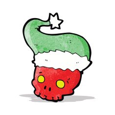 cartoon skull in christmas hat