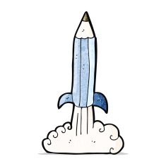 pencil rocket cartoon