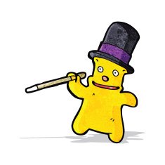 cartoon teddy bear with top hat and cane