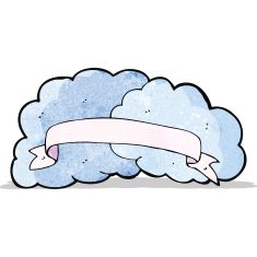 cartoon cloud with scroll banner