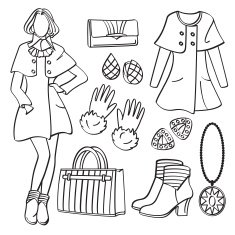 Fashion Lady with Clothing and Accessories N3
