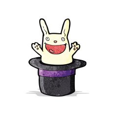 funny cartoon rabbit in hat