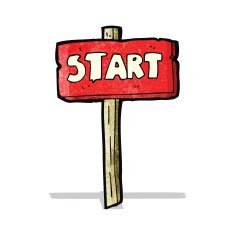 cartoon start sign