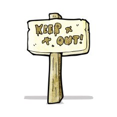 cartoon keep out sign