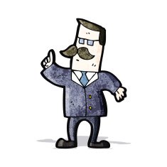 cartoon businessman answering question