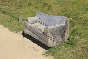 wooden sofa like a bench in a park