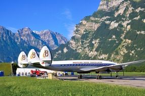 airplanes near the mountain, switzerland