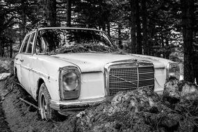 mercedes black white photo