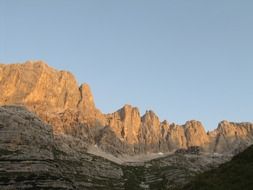 dolomites in the morning sun in Italy