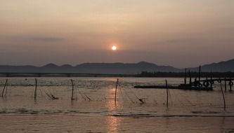 fishing nets at dawn creek