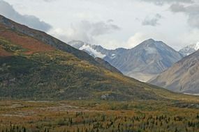 scenic mountains in the clouds in alaska