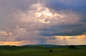 sun rays sky clouds sunset nature