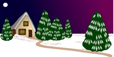Beautiful colorful landscape of Christmas in winter clipart