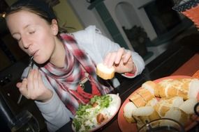 eating delicious meal