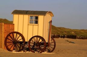 unusual beauty landscape of changing room on beach
