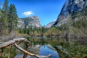 Beautiful Colorful Mirror Lake in Yosemite National Park