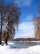 winter countryside snowy bridge landscape