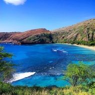 blue water in a lagoon in hawaii