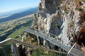 pedestrian bridge for tourists on the rock