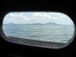 view from the window of the ship on Lake Balaton