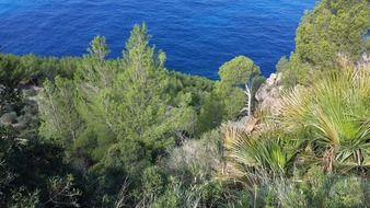 Sea view from the mountains in Mallorca