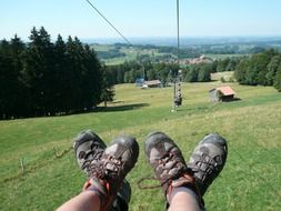 feet on the chairlift