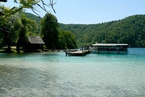 hut and pier at the lake in Croatia