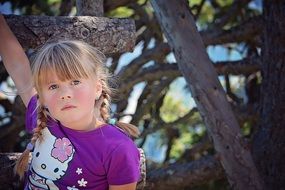 portrait of a little blonde among nature