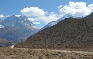 landscape of the pass road and high mountains