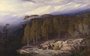 Artistic landscape of countryside, edward lear
