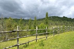 wooden fence in france landscape