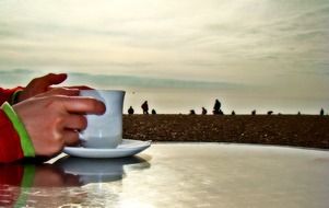 hand with cup drawing