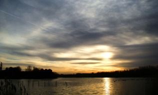 natural landscape of lake at the sunset light