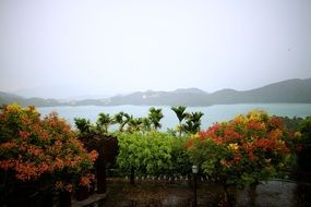 distant view of sun moon lake